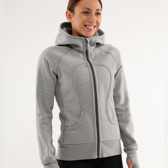 LULULEMON Scuba Hoodie* Microstripe Sidewalk / Silver Size 4-6 - Picture 1 of 10